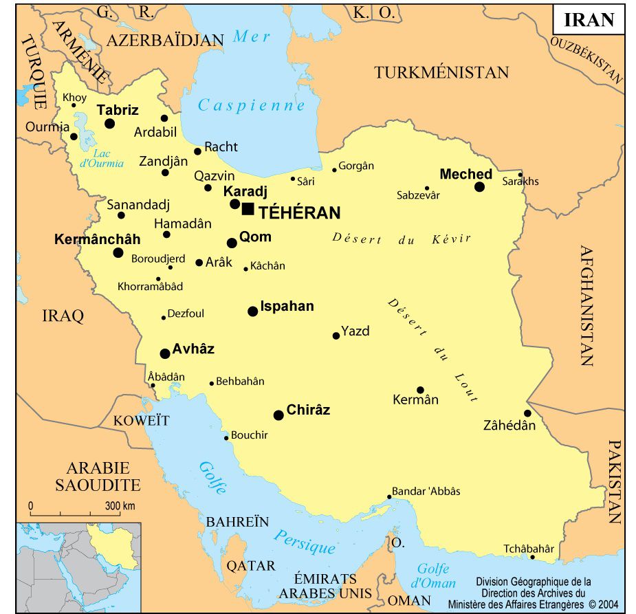 Carte de l'Iran Carte de l'Iran