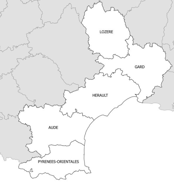 Carte des départements du Languedoc-Roussillon Carte des départements du Languedoc-Roussillon